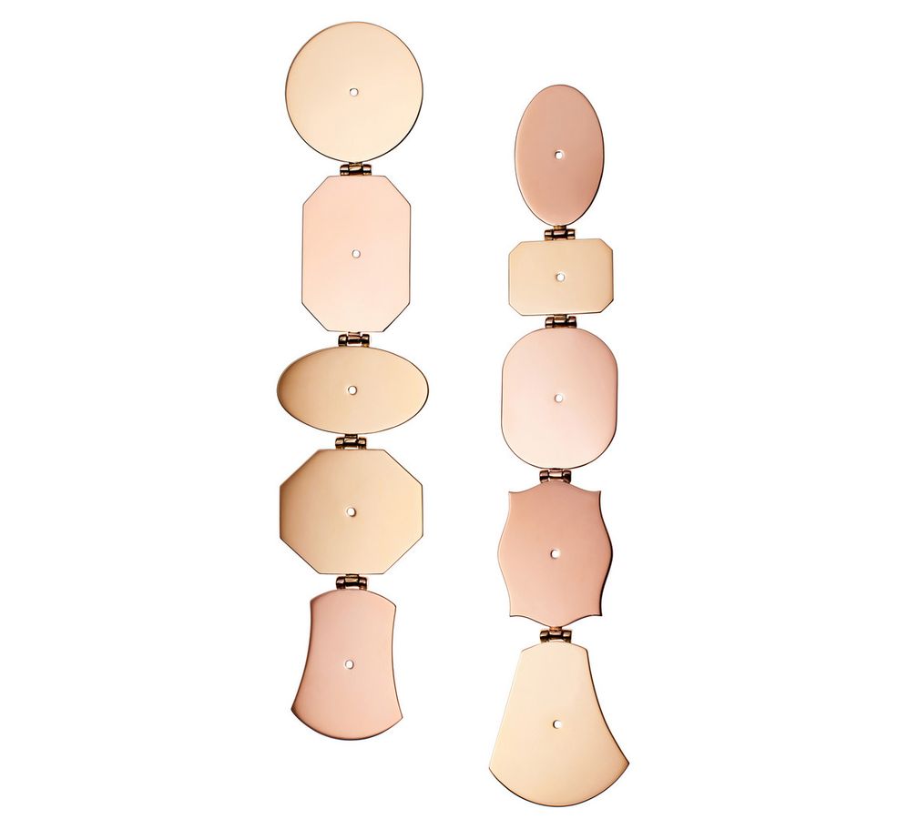 Серьги разной формы из 14-каратного желтого и розового золота с бриллиантами от Lito Серьги разной формы из 14-каратного желтого и розового золота с бриллиантами от Lito