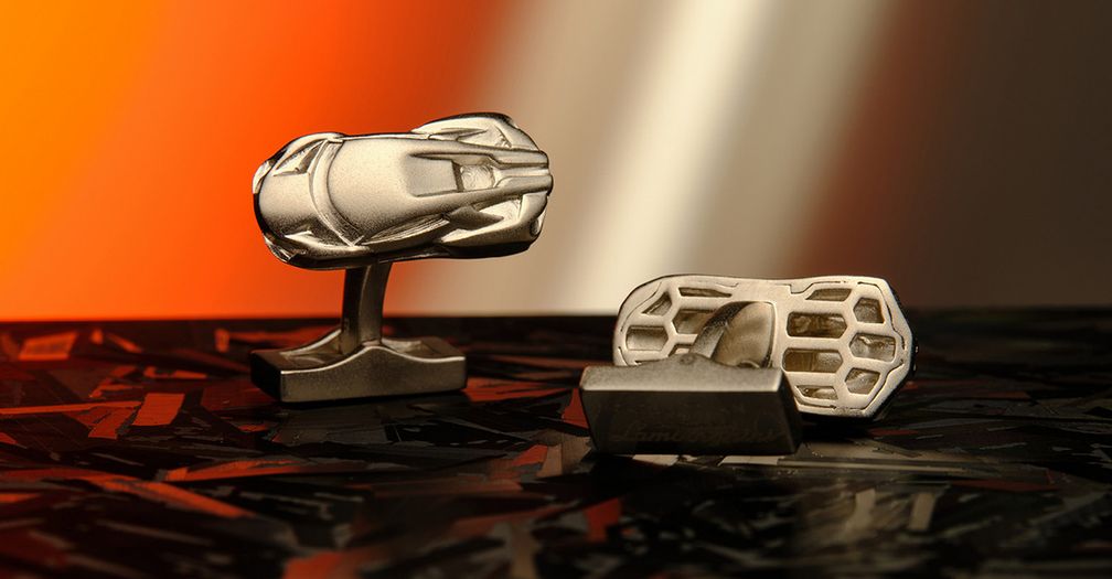 Миниатюрные запонки Automobili Lamborghini от Tateossian из стерлингового серебра