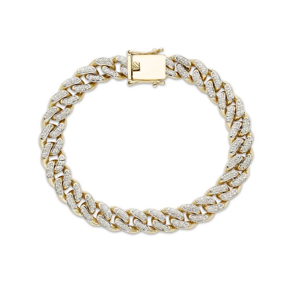 Мужской браслет-цепочка с бриллиантами в паве