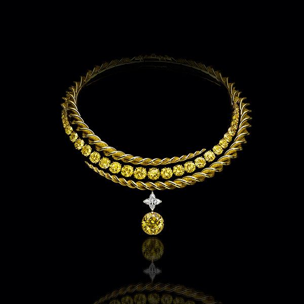 Колье Eternal Sun от Louis Vuitton из желтого золота и платины с желтыми бриллиантами общим весом 50,13 карата