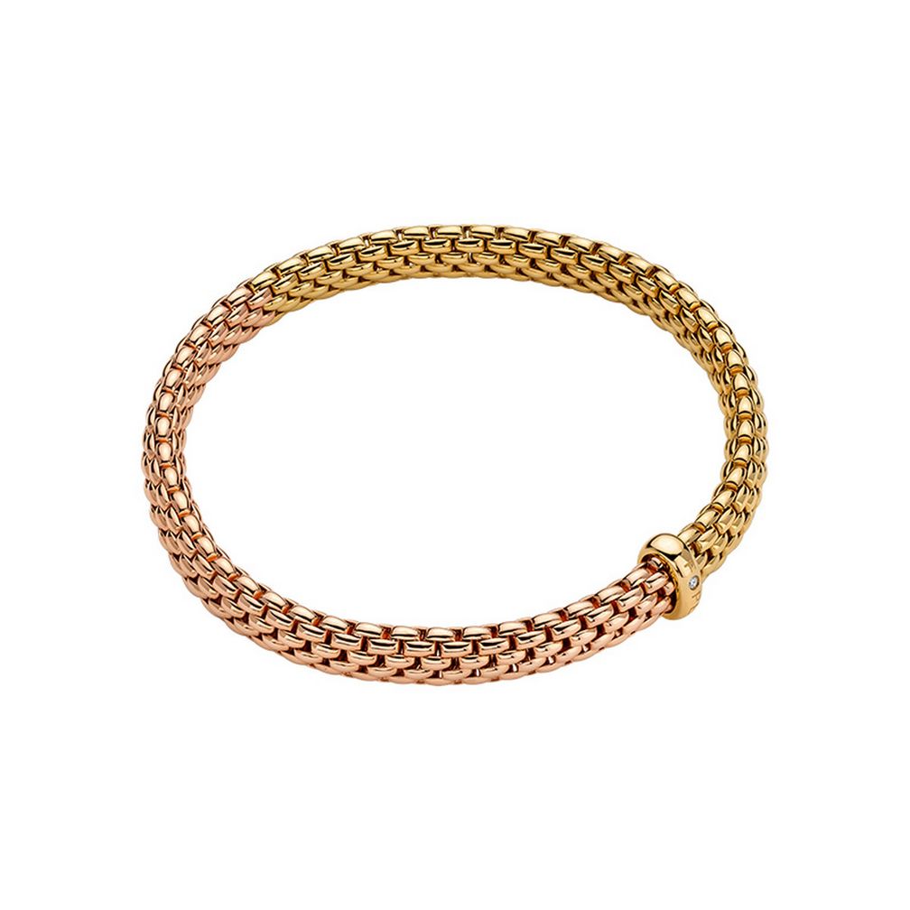 Двухцветный браслет Flex’it из желтого и розового золота с бриллиантом Двухцветный браслет Flex’it из желтого и розового золота с бриллиантом