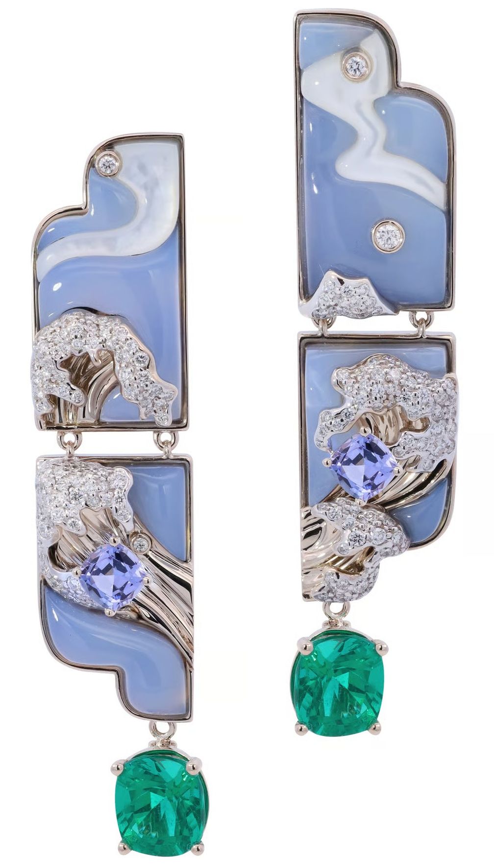 Серьги, вдохновленные «Большой волной в Канагаве» Хокусая, из коллекции Romance de L’Art Nouveau Simone Jewels