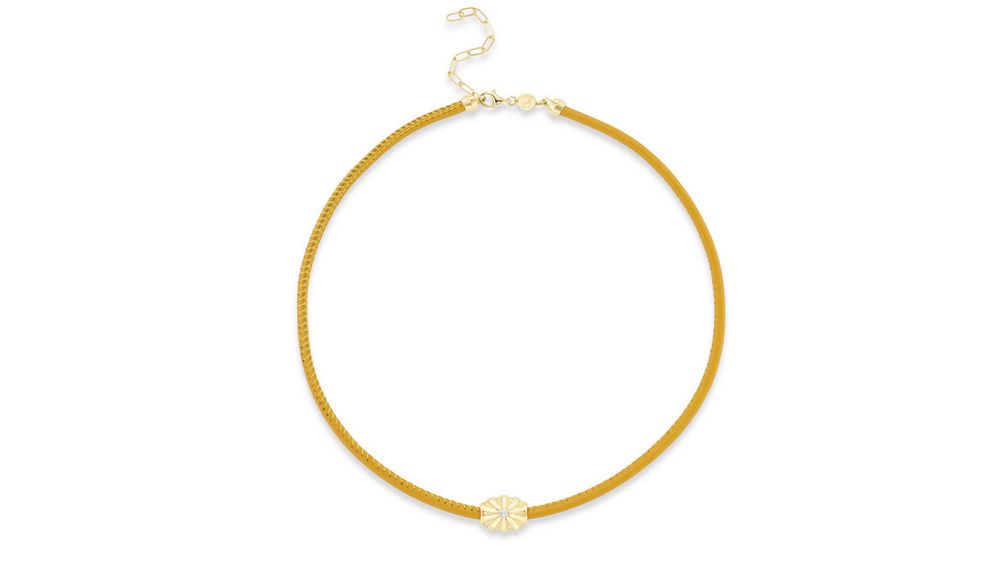 Ожерелье-шнурок Electric Dreams с бриллиантом на 18-каратной желтой золотой бусинке, нанизанной на желтый кожаный шнур