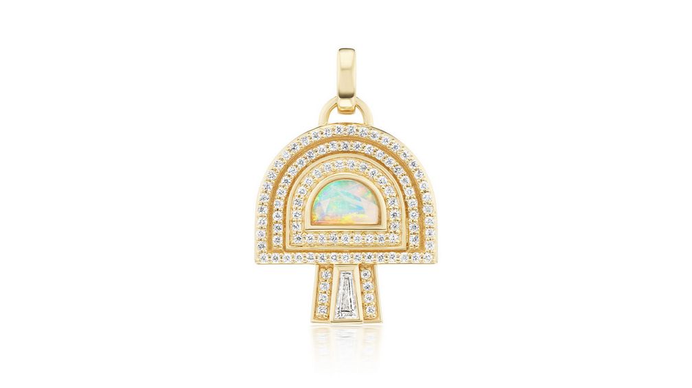 Уникальное украшение Mushroom из 18-каратного желтого золота с эфиопским опалом 0,29 карата и акцентами из бриллиантов