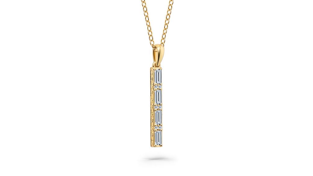 Ожерелье из коллекции Charlotte из 14-каратного желтого золота с милгрейном и ручной гравировкой в виде завитков, украшенное бриллиантами багетной огранки Ожерелье из коллекции Charlotte из 14-каратного желтого золота с милгрейном и ручной гравировкой в виде завитков, украшенное бриллиантами багетной огранки