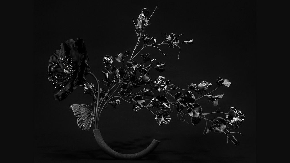 Брошь Sweet Pea («Сладкий горошек») с ониксом, авантюриновым стеклом и черными шпинелями в титановой оправе можно разобрать на несколько брошей