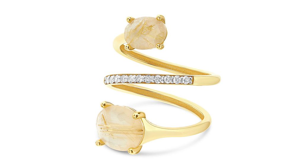 Кольцо Duna из 18-каратного желтого золота с дублетом из рутилового кварца и перламутра и бриллиантами Кольцо Duna из 18-каратного желтого золота с дублетом из рутилового кварца и перламутра и бриллиантами