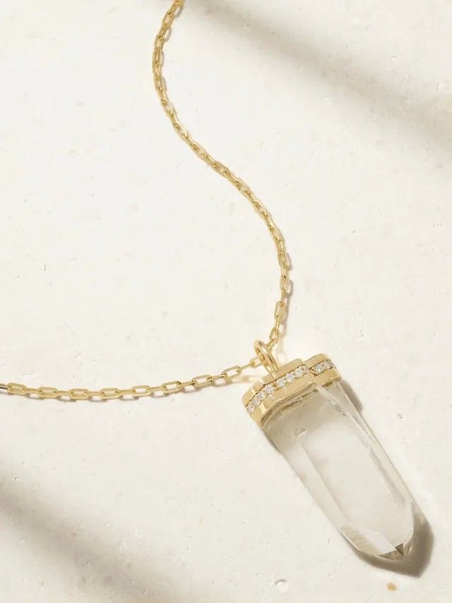 Ожерелье из 14-каратного золота с кварцем и бриллиантами от Jia Jia 