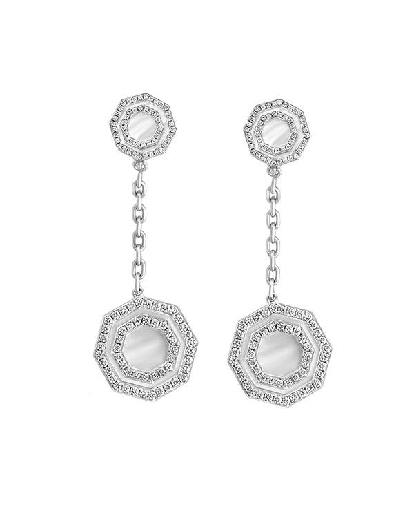 Серьги в форме восьмиугольника из коллекции Adaeze из 18-каратного золота с перламутром и бриллиантами 