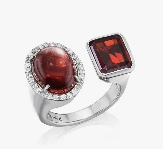 Кольцо в стиле toi-et-moi с гранатом и турмалином от Шерил Лоу (Sheryl Lowe)