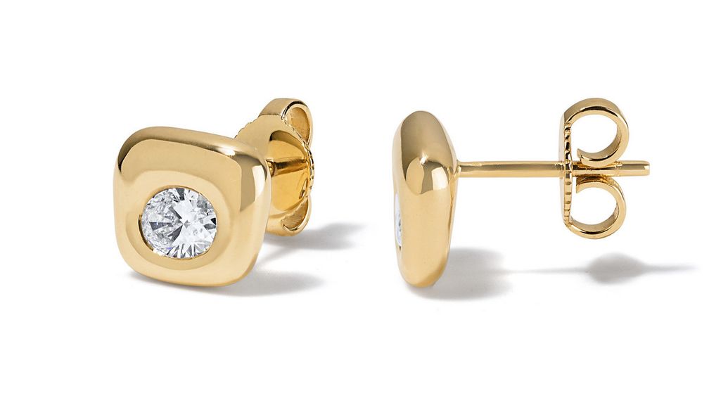 Серьги-гвоздики Babyluga из 14-каратного желтого золота с бриллиантами овальной огранки Серьги-гвоздики Babyluga из 14-каратного желтого золота с бриллиантами овальной огранки