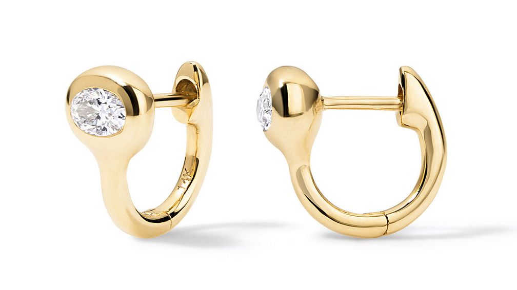Мини-серьги-хаггис из коллекции Beluga из 14-каратного желтого золота с бриллиантами овальной огранки Мини-серьги-хаггис из коллекции Beluga из 14-каратного желтого золота с бриллиантами овальной огранки