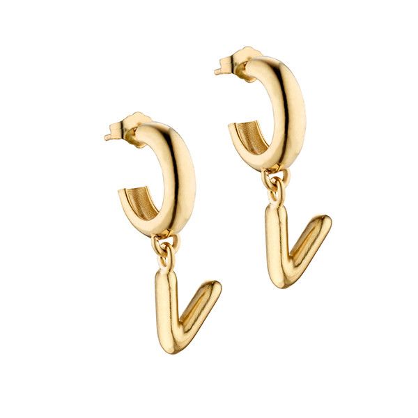 Серьги-кольца с инициалами из 14-каратного желтого золота от Elizabeth Moore