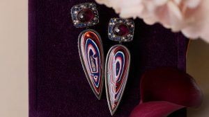 Серьги от Arunashi с фордитом и родолитом