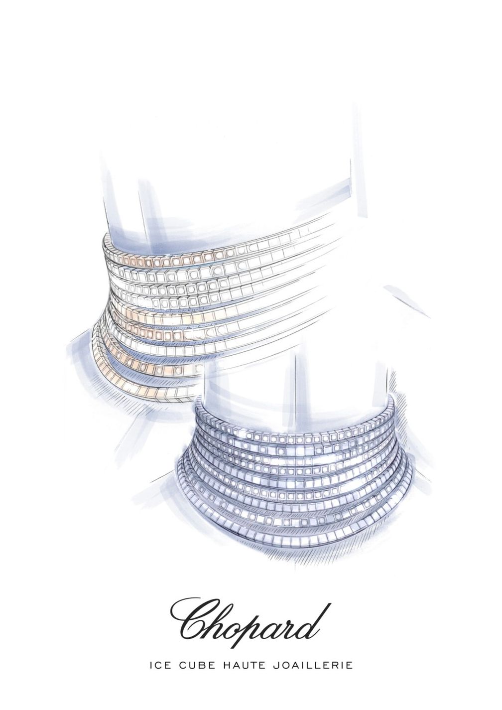 Эскиз нового украшения из коллекции высокого ювелирного искусства Ice Cube от Chopard