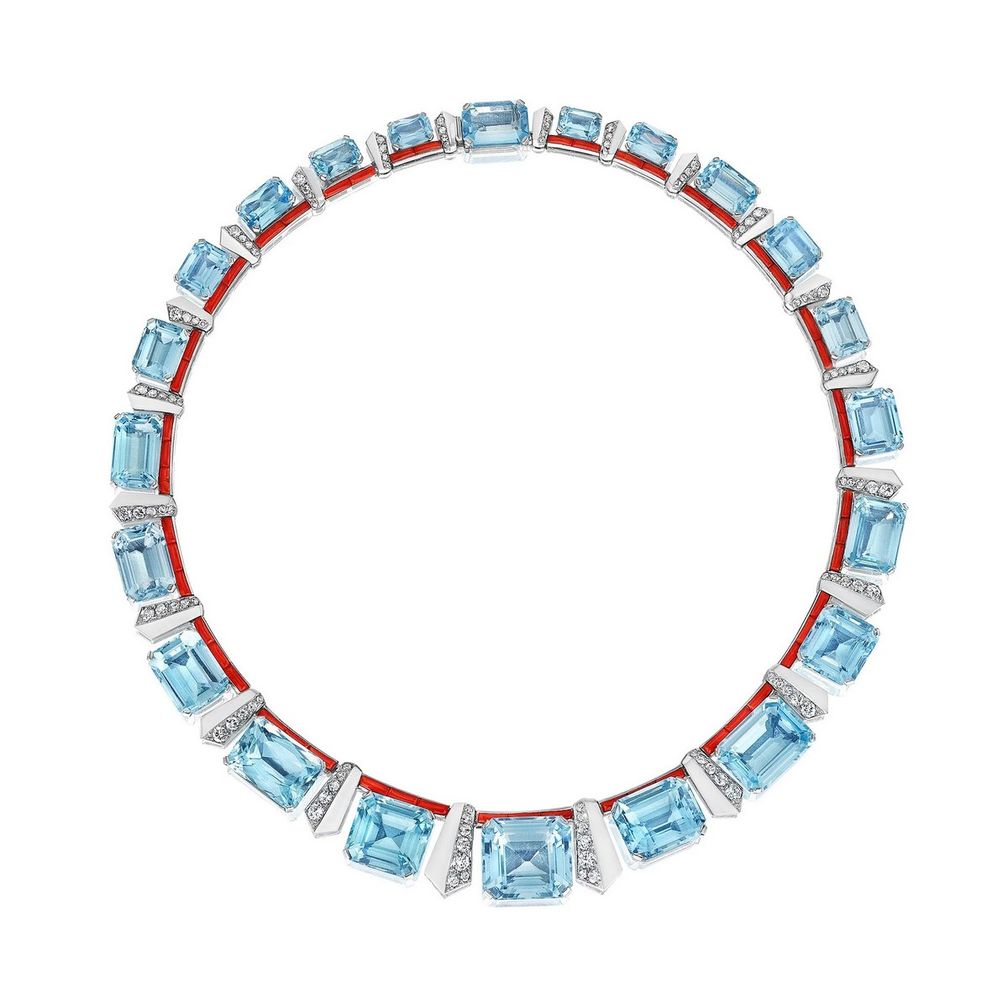 Колье середины 1930-х годов от Жана Фуке с аквамаринами, бриллиантами и кораллами