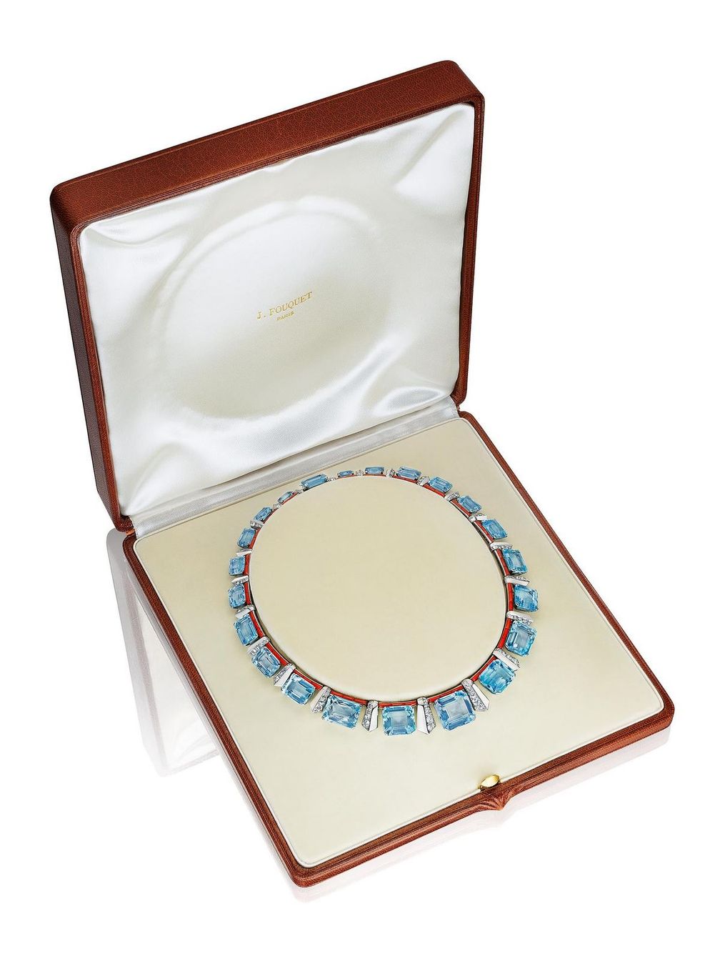 Колье с аквамаринами от Жана Фуке в оригинальном футляре