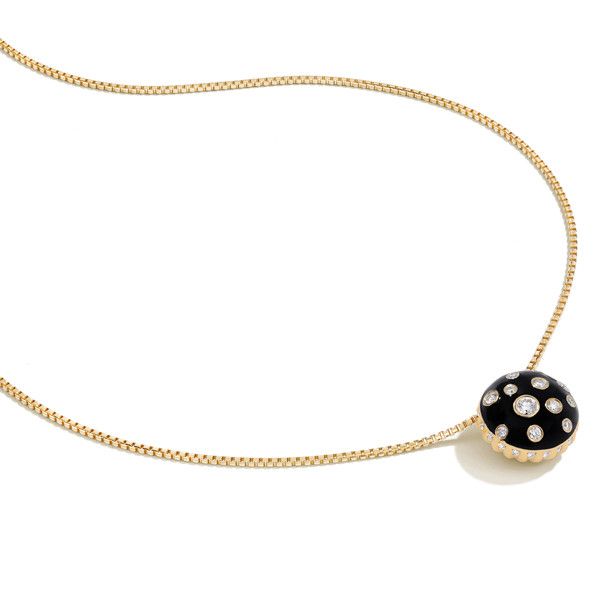 Подвеска Toadstool из 18-каратного желтого золота с черной эмалью и бриллиантами 0,47 карата