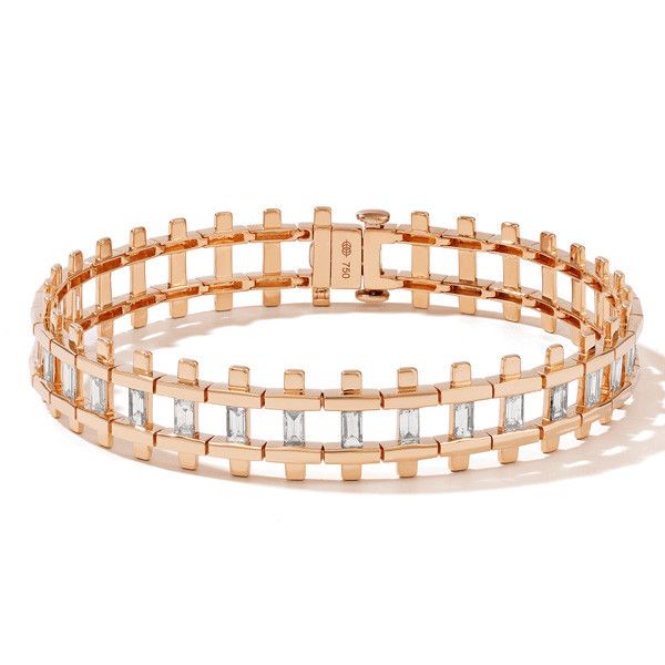 Браслет Railroad из 18-каратного розового золота с бриллиантами общим весом 1,73 карата