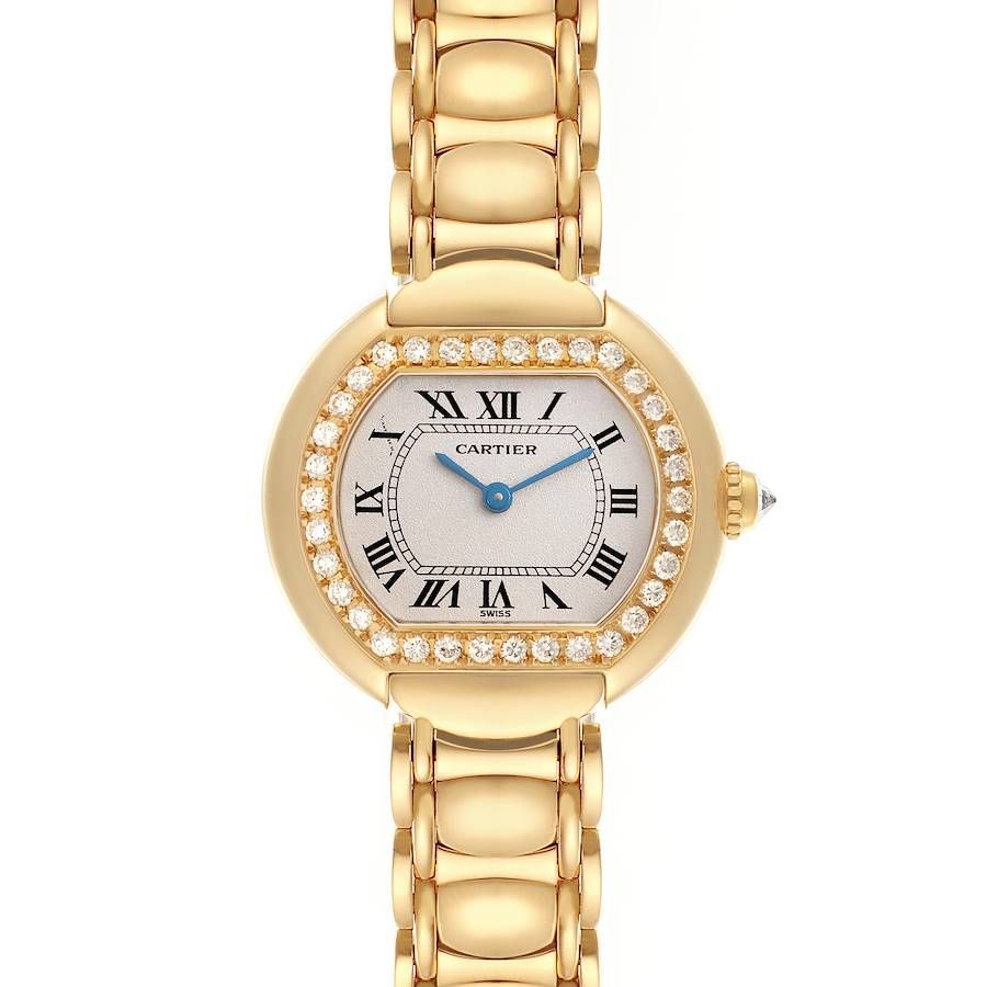 Часы Cartier Ellipse в корпусе из желтого золота диаметром 26 мм с бриллиантами