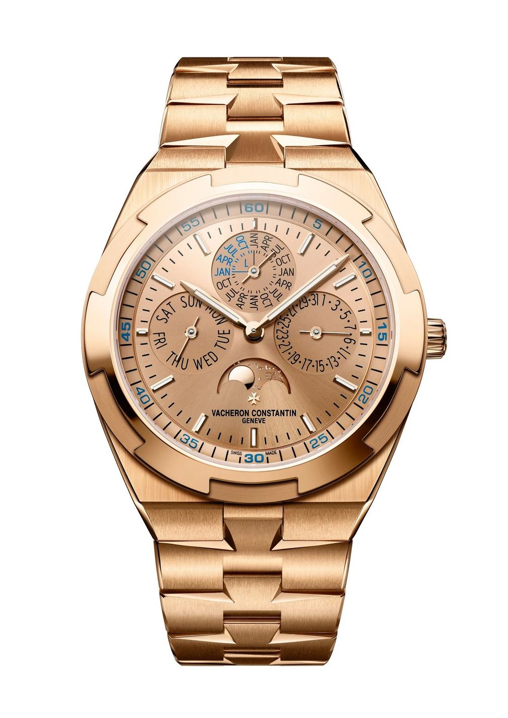 Ультратонкая модель Overseas Perpetual Calendar в розовом золоте, корпус 41,5 мм. Предоставлено Vacheron Constantin