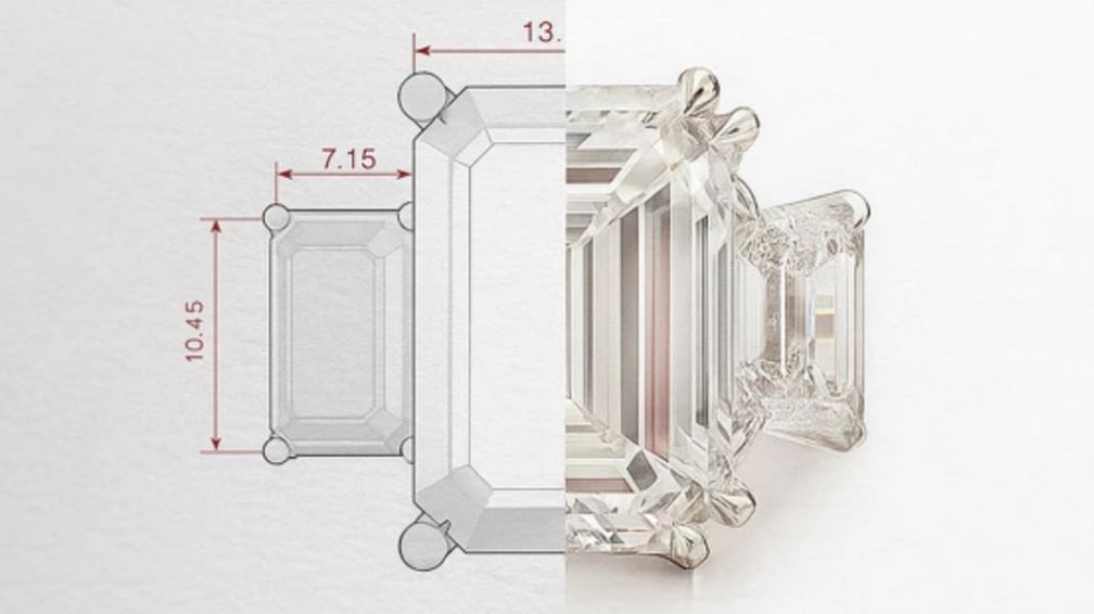 Кольцо Sotheby’s Bespoke с 20-каратным бриллиантом D-цвета безупречной изумрудной огранки, боковыми камнями D-цвета безупречной изумрудной огранки и камнями багетной индивидуальной огранки, расположенными внутри и вокруг шинки