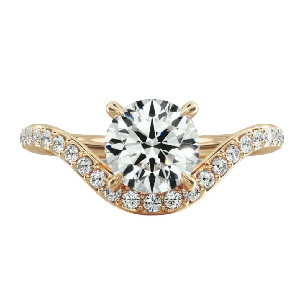 Помолвочное кольцо Sculptural Waves от James Allen из 18-каратного желтого золота с бриллиантами