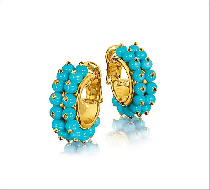 Серьги из золота и бирюзы