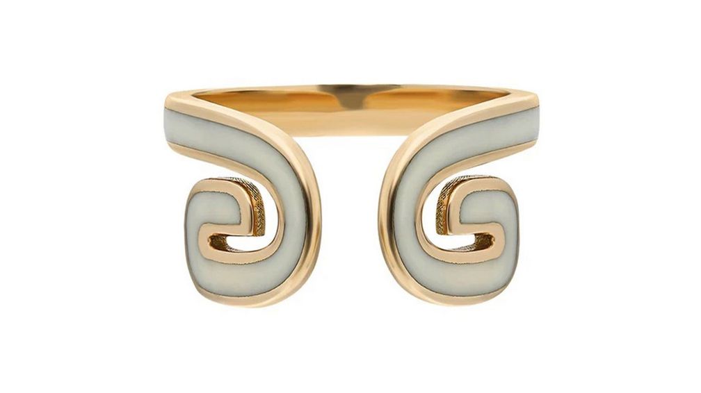Кольцо-манжета Txirimiri от Itä из 14-каратного желтого золота с эмалью Кольцо-манжета Txirimiri от Itä из 14-каратного желтого золота с эмалью