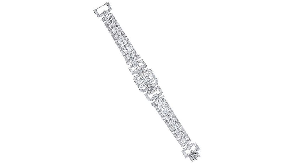 Браслет в стиле ар-деко от For Future Reference Vintage из платины с 22 каратами бриллиантов Браслет в стиле ар-деко от For Future Reference Vintage из платины с 22 каратами бриллиантов