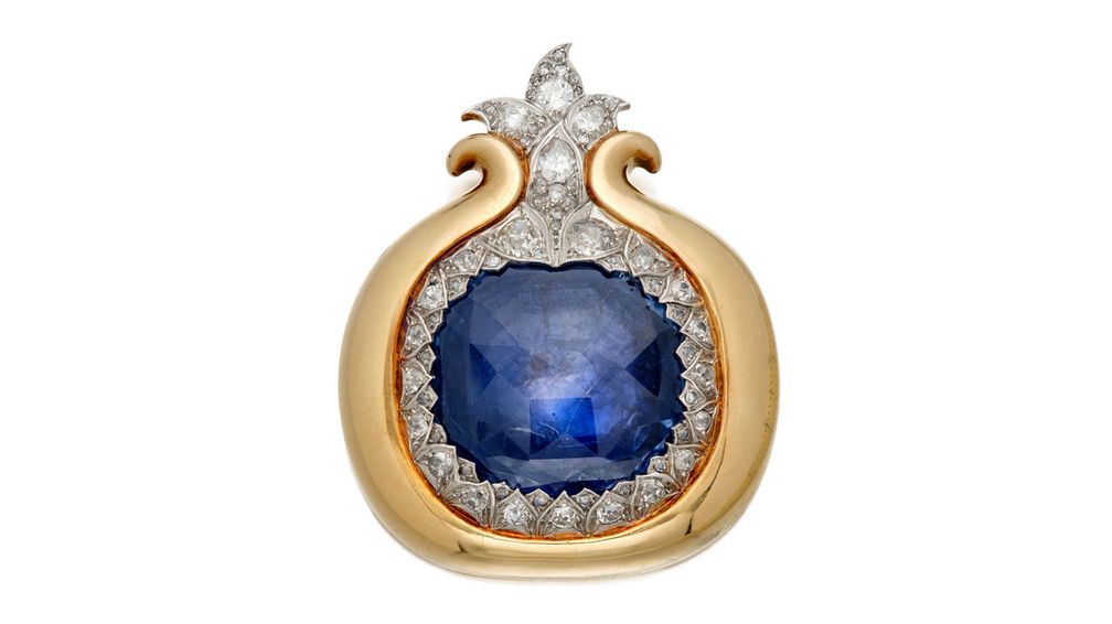 Брошь с сапфиром и бриллиантами работы Рене Буавена