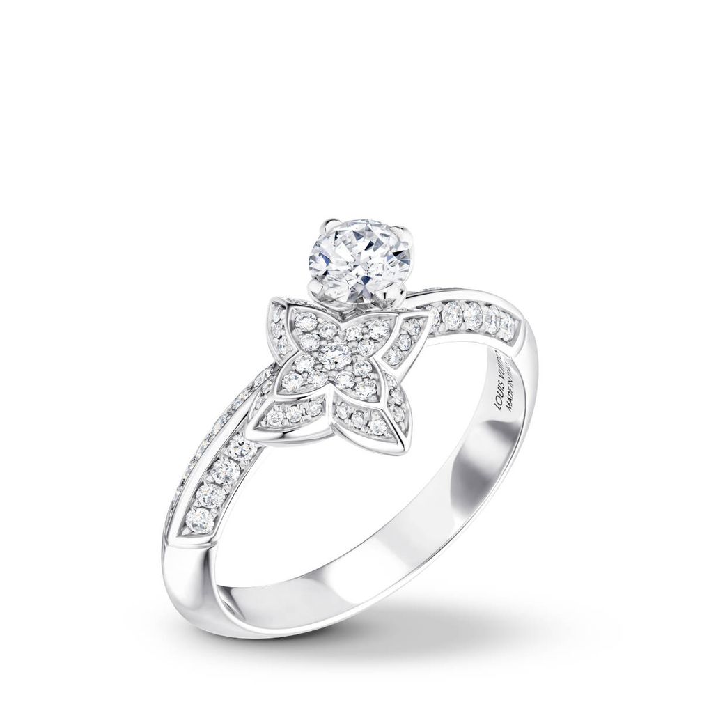 Двойное кольцо LV Diamonds из белого золота с бриллиантом круглой огранки 0,30 карата и другими бриллиантами 