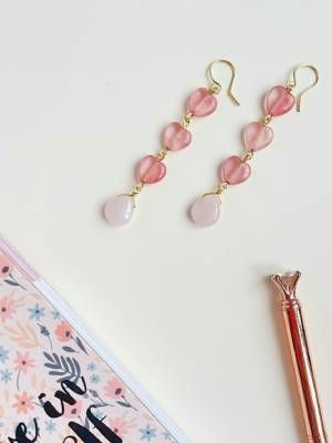 серьги с розовым кварцем