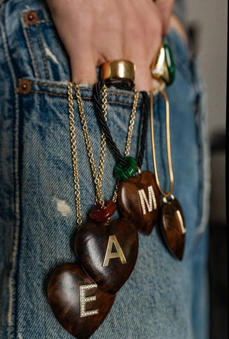 Подвески в виде сердца из розового дерева от бренда Bei Tesori Подвески в виде сердца из розового дерева от бренда Bei Tesori