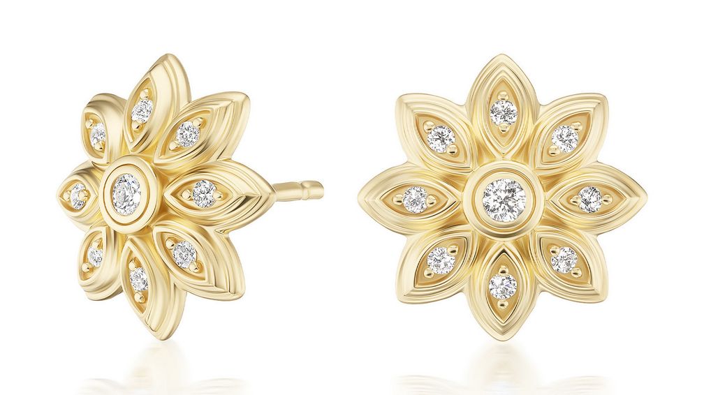 Серьги-гвоздики Bloom с бриллиантами весом 0,20 карата в 18-каратном желтом золоте 