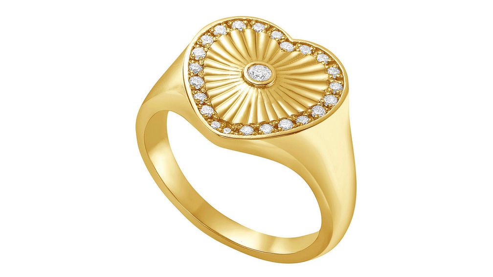 Перстень Cassandane с мотивом сердца из 18-каратного желтого золота с 0,20 карата бриллиантов