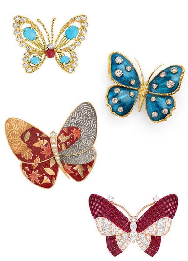 Зажимы в виде бабочки от Van Cleef & Arpels разных лет Зажимы в виде бабочки от Van Cleef & Arpels разных лет