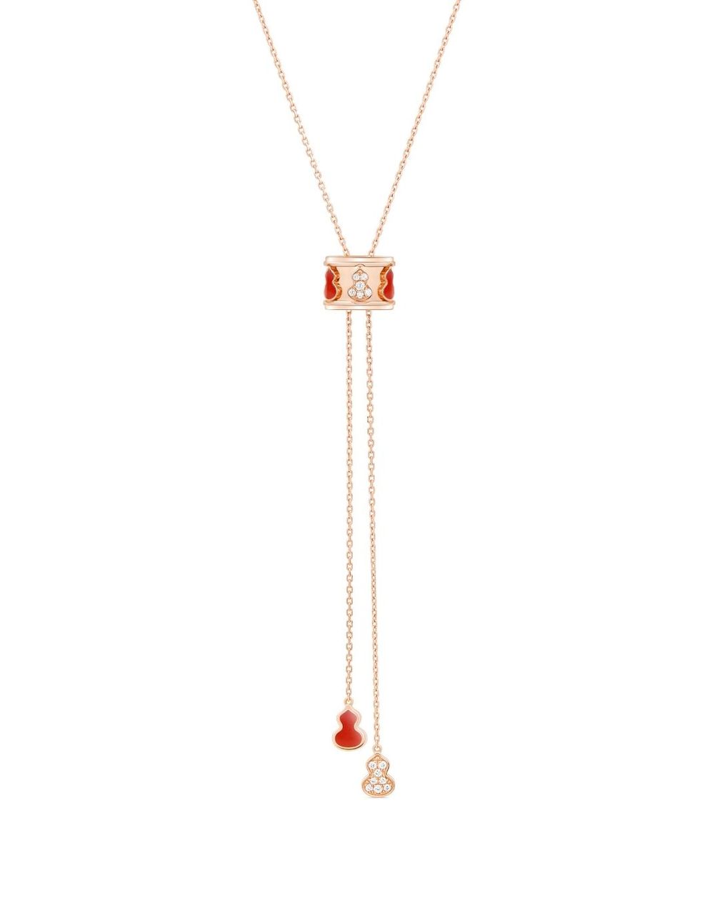 QEELIN: ожерелье Wulu Eternity из 18-каратного розового золота и красной керамики с бриллиантами