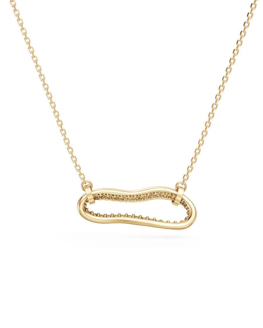 Ожерелье Peek Macro Diamond из 18-каратного желтого золота с коричневыми бриллиантами в технике паве (также доступно в 18-каратном белом золоте с белыми бриллиантами)