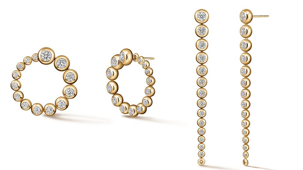 Серьги Dream с бриллиантами в оправе из 18-каратного желтого золота можно носить как серьги-кольца или длинные линейные подвески