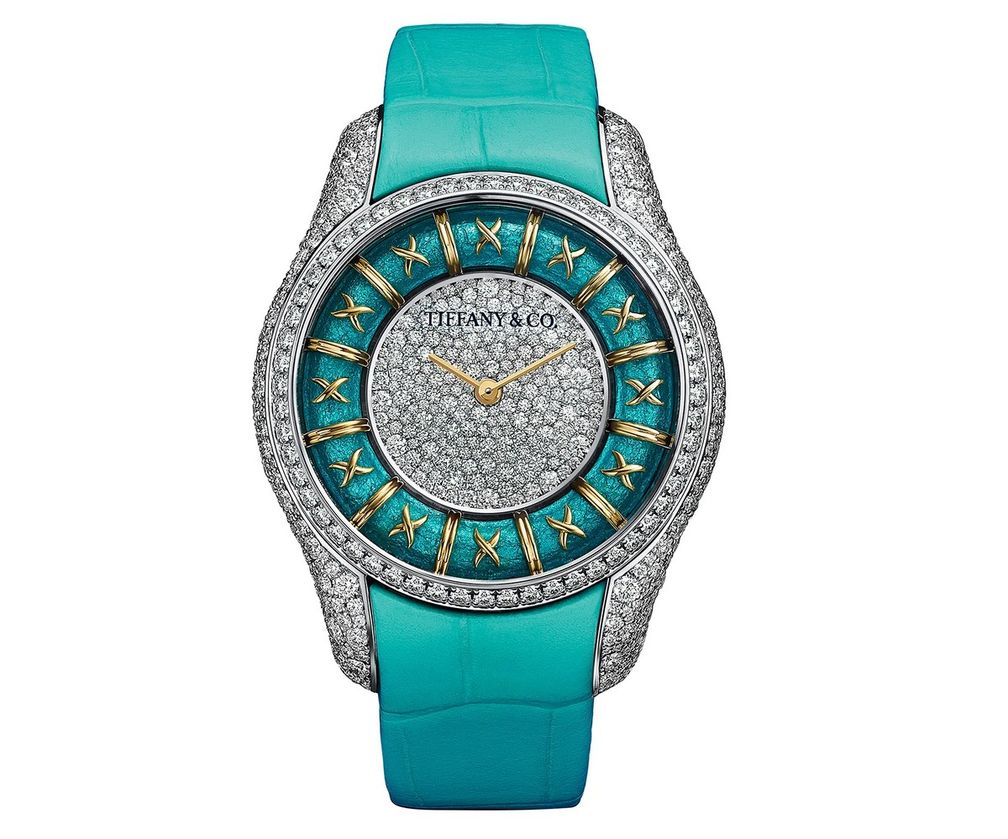 Часы Croisillon от Tiffany & Co. из желтого золота с эмалью и бриллиантами