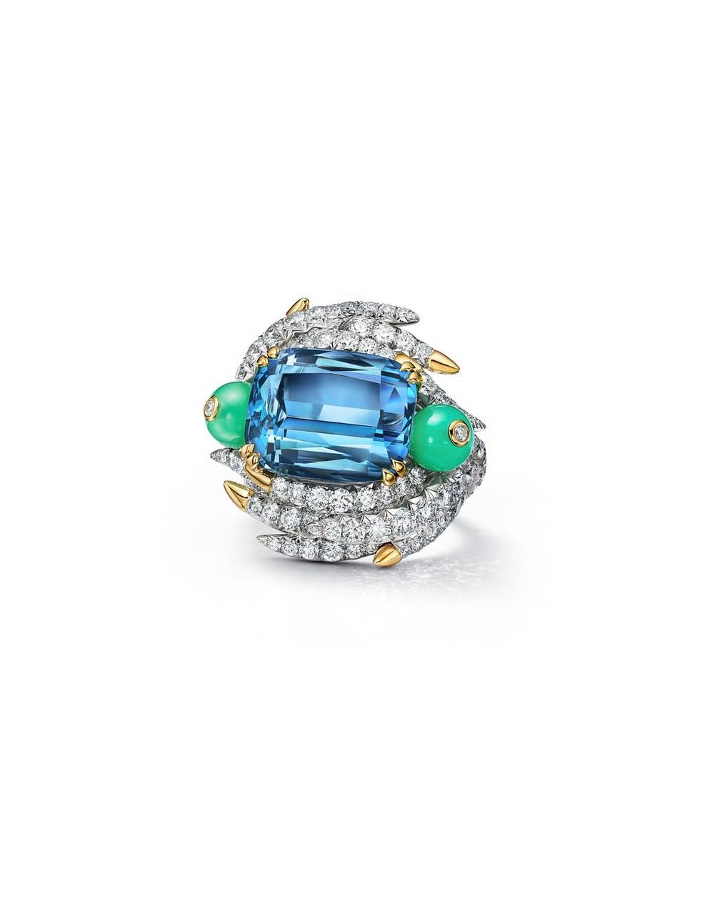Кольцо Tiffany & Co. Bird on a Rock с аквамарином и хризопразом Кольцо Tiffany & Co. Bird on a Rock с аквамарином и хризопразом