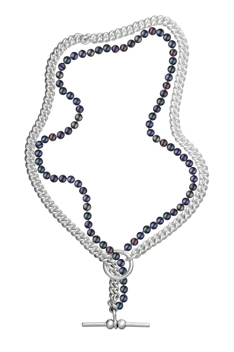 Ожерелье из коллекции Ballz от Sam Ham Jewellery Design из стерлингового серебра и павлиньего жемчуга 