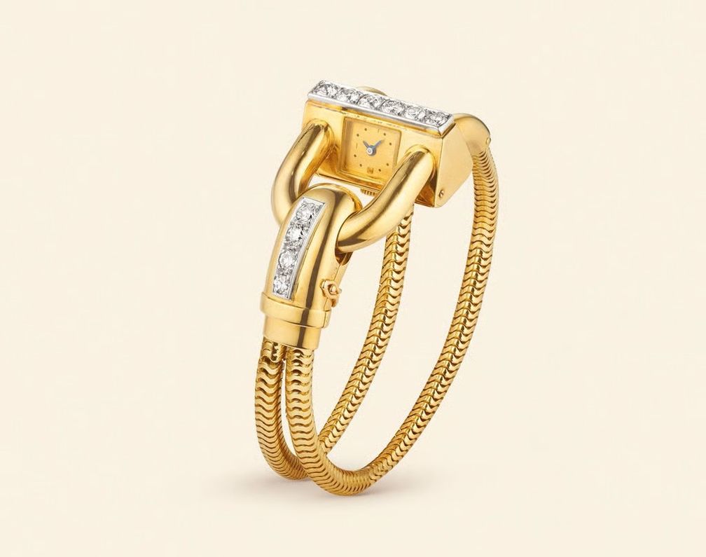 Часы Cadenas (1944 г.), представленные на выставке «Добро пожаловать в мир Van Cleef & Arpels»