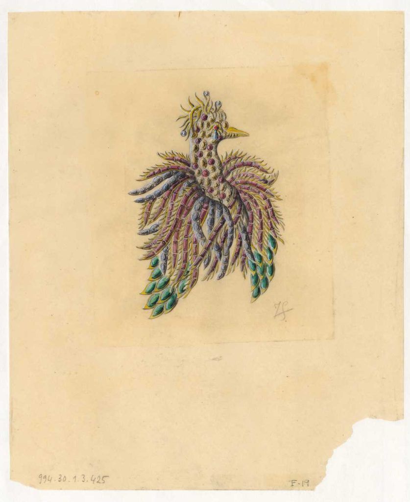 Жан Шлюмберже, эскиз броши-зажима «Феникс» (Phénix), 1947 г. Фото: MAD Жан Шлюмберже, эскиз броши-зажима «Феникс» (Phénix), 1947 г. Фото: MAD