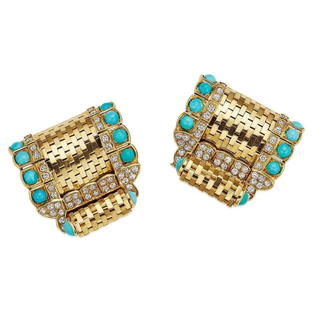 Пара брошей-зажимов Ludo Briquette от Van Cleef & Arpels, 1940-е годы 