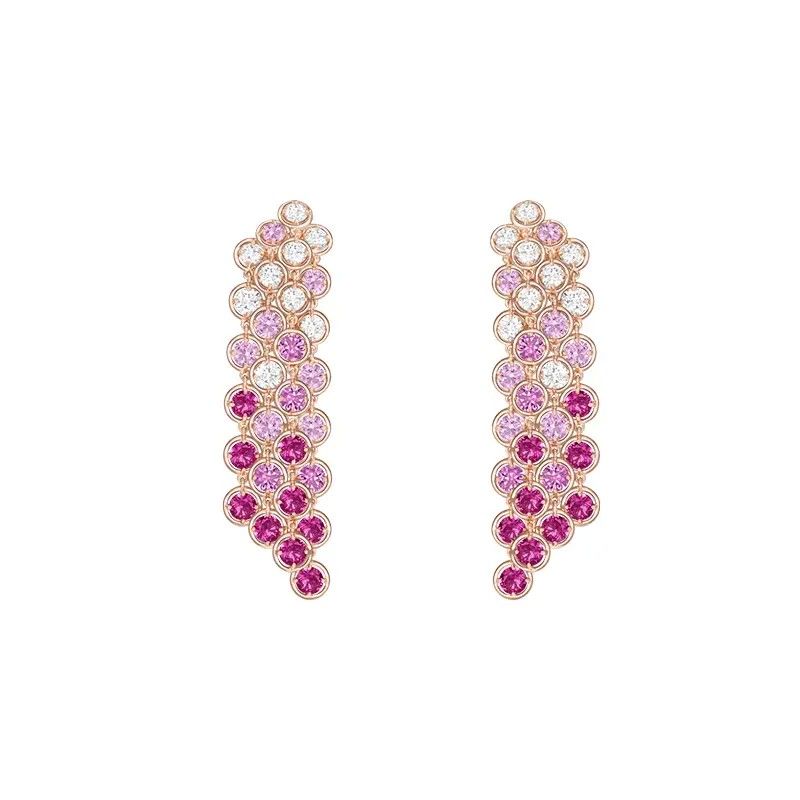Серьги Palmyre из розового золота с бриллиантами и розовыми сапфирами